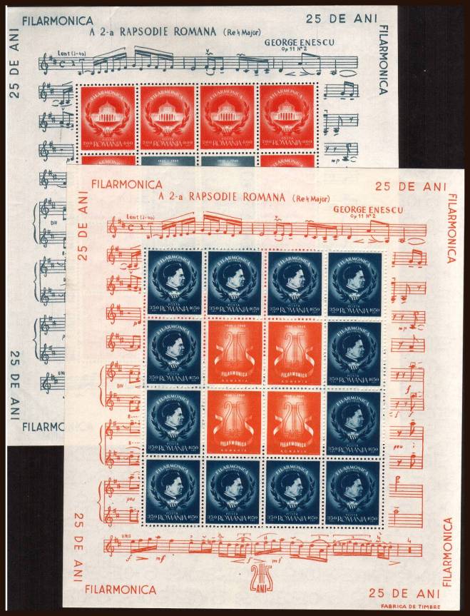 25th Anniversary of Bucharest Philharmonic Orchestra<br/>A pair of superb unmounted mint minisheets.