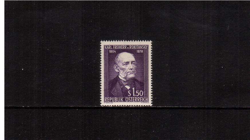 150th Birth Anniversay of Von Rokitansky - Anatomist.<br/>A superb unmounted mint single.