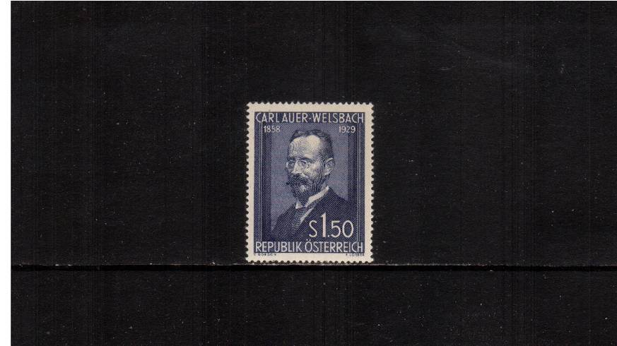 25th Death Anniversary of Dr. Auer von Welsbach - Inventor.<br/>A superb unmounted mint single