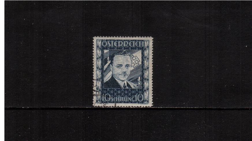2nd Anniversary of the Assassination of Dr. Dollfuss.<br/>
One of the great stamps of European Philately!<br/>
A superb fine used example. SG Catalogue �00