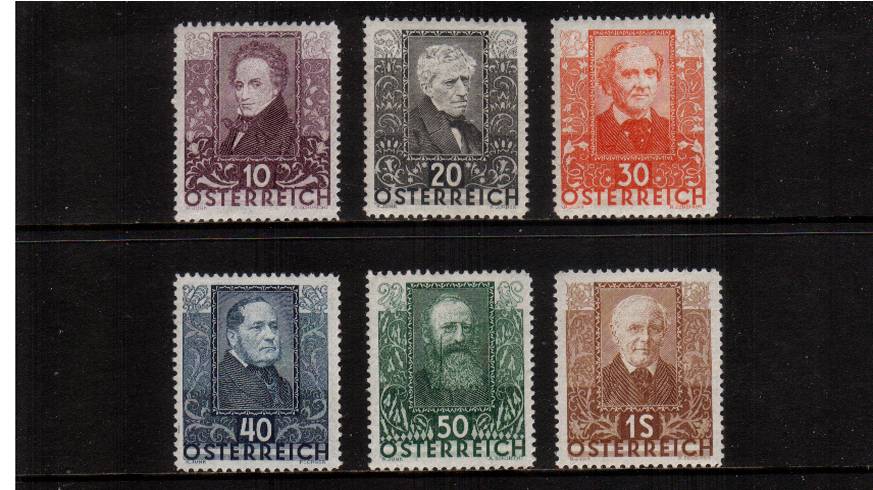 Austrian Writers and Youth Unemployment Fund.<br/>A superb unmounted mint set of six. Scarce to find unmounted!
