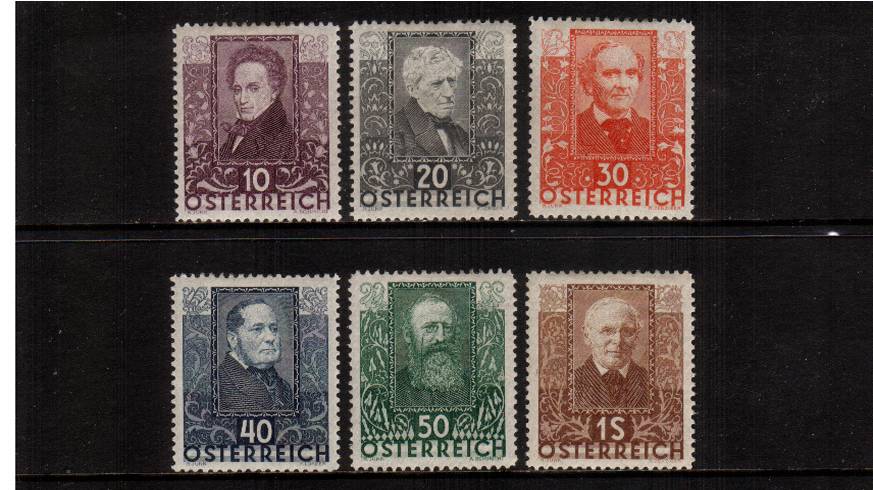 Austrian Writers and Youth Unemployment Fund.<br/>A fine very lightly mounted mint set of six.