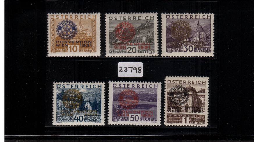 Rotary Congress<br/>
A superb unmounted mint set of six with the benefit of a BRANDON certificate stating ''genuine''.<br/>A rare and difficult set to find unmounted!