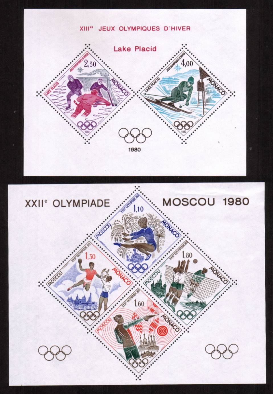 The unlisted by SG pair of minisheets for the Olympic Games - Moscow superb unmounted mint