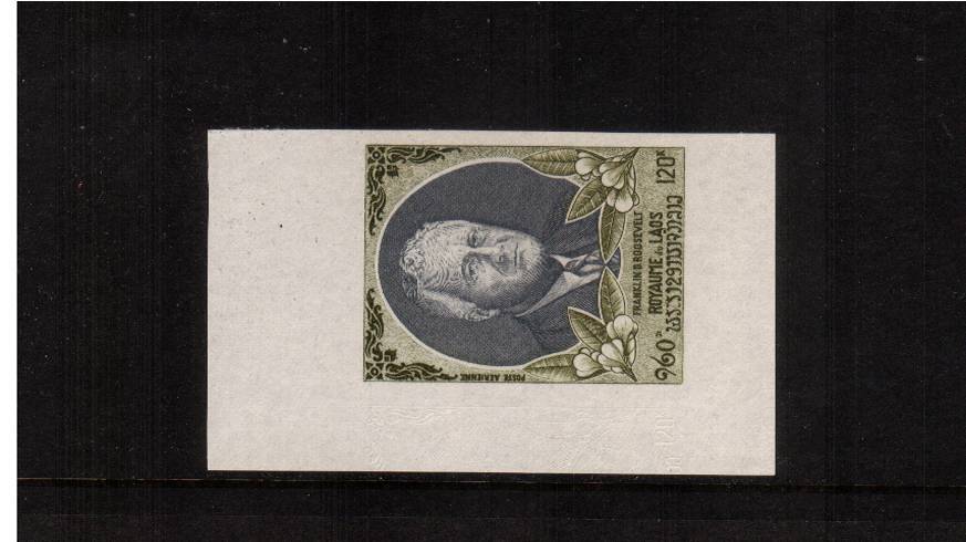 25th Death Anniversary of Franklin D. Roosevelt.<br/>A superb unmounted mint IMPERFORATE PLATE PROOF