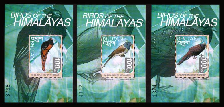 Birds of the Himalayas set of three minisheets superb unmounted mint.