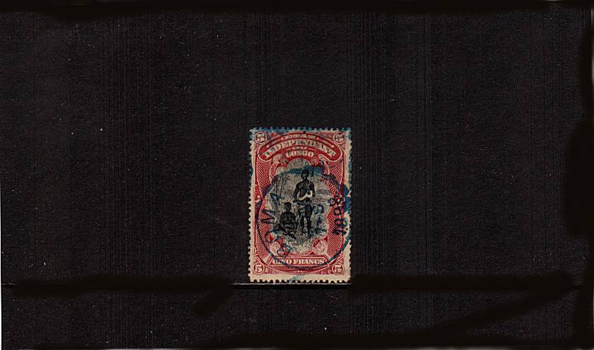 5f Black and Lake definitive single<br/>cancelled in blue-green with a BOMA CDS dated JAN 7 1898