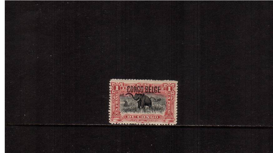 1f Black and Carmine definitive single<br/>A Brussels lightly mounted mint single. SG Cat £170